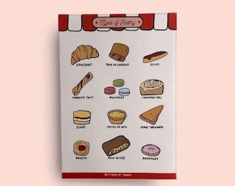 Pastry Sticker Sheet A5, Bakery Stickers for Journals