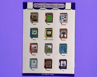 Non-Fiction Book Stickers, A5 Journal Stickers