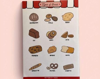 Bread Sticker Sheet, Bakery Journal Stickers, Food Lover Gift