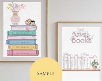 Impression d'art personnalisée au dos du livre (Ensemble de 2) | Cadeau personnalisé pour amoureux des livres (téléchargement numérique)