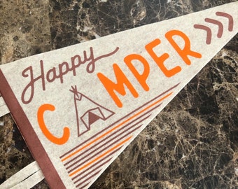 Happy camper stripe pennant