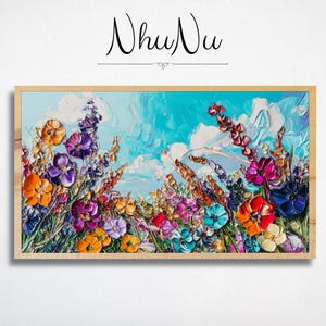 Frühling Wildblumen Feld Digitaler Bilderrahmen TV Kunst - Ölgemälde Download für Samsung & LG Frame TV für ein gemütliches Zuhause