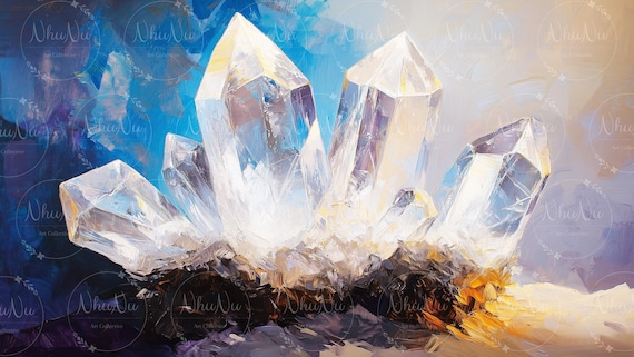 Clear Quartz Crystal TV Art - Van Gogh Style Digital Oil Painting