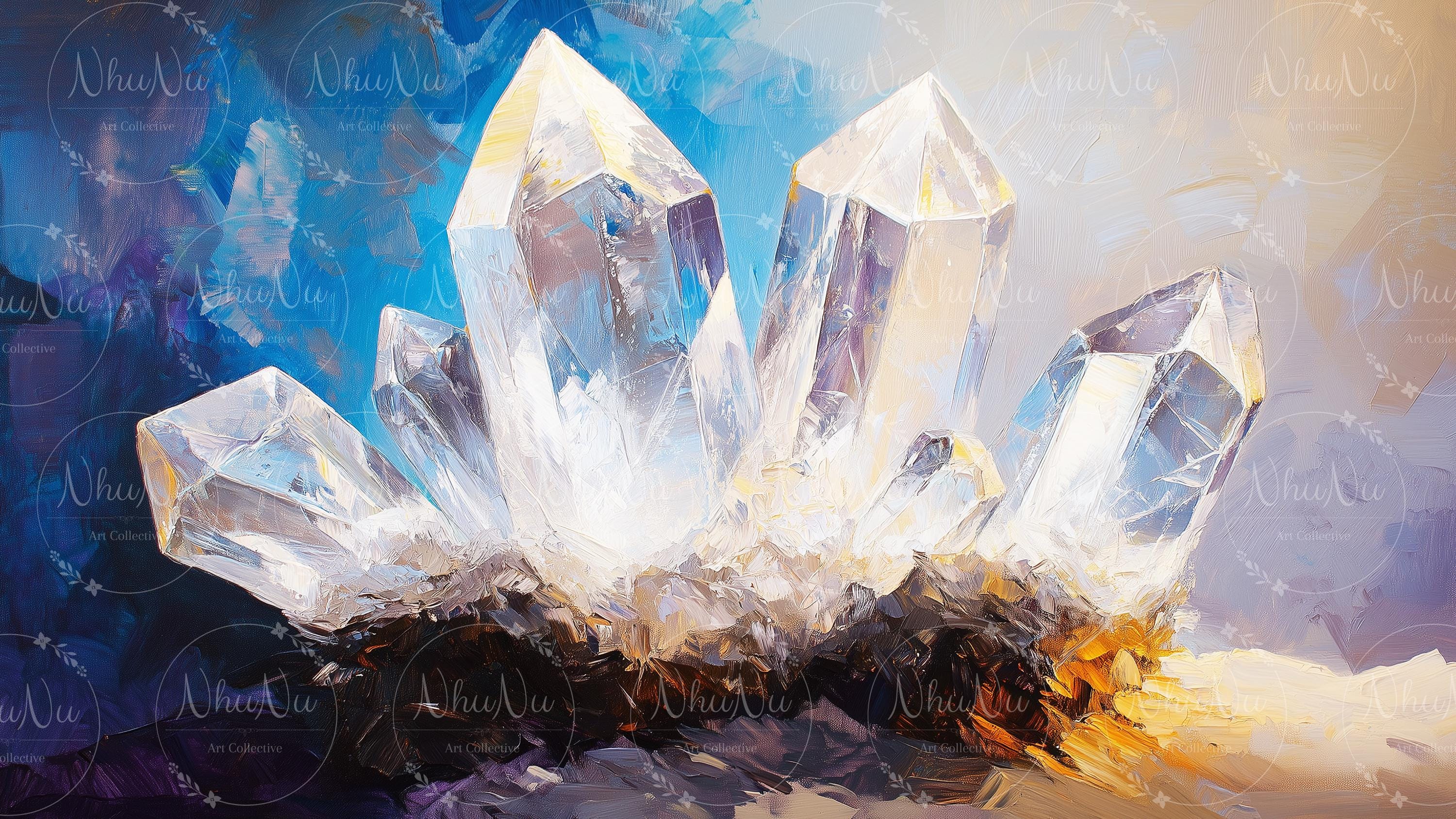 Clear Quartz Crystal TV Art - Van Gogh Style Digital Oil Painting
