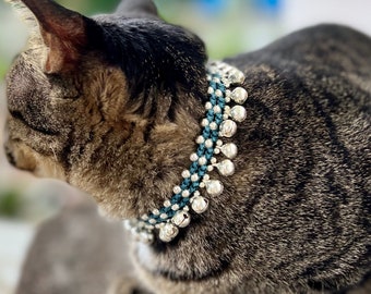 Silver Bells Cat Collars, Hippie Pet Collars, Dog Collars, Jewelry Collars, Cute Collars