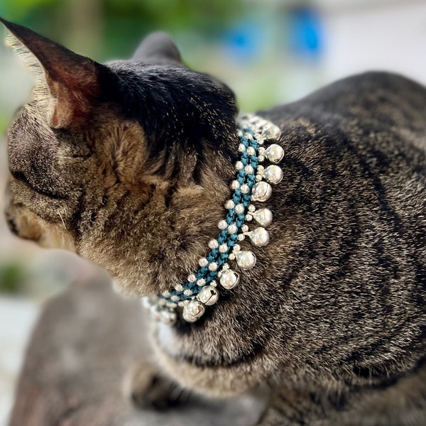 Silver Bells Cat Collars, Hippie Pet Collars, Dog Collars, Jewelry Collars, Cute Collars