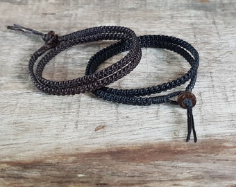 Set of 2 Waxed Cord Couple Unisex Double Wrap Bracelet, Lover Bracelet, Lover Necklace, For Boyfriend, Gifts For Him