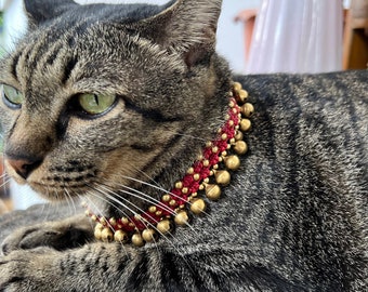 Brass Bells Cat Collars, Hippie Pet Collars, Dog Collars, Jewelry Collars, Cute Collars