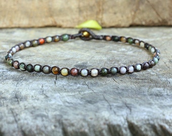 Fancy Jasper Indain Agate Beaded Unisex Bracelet/Anklet