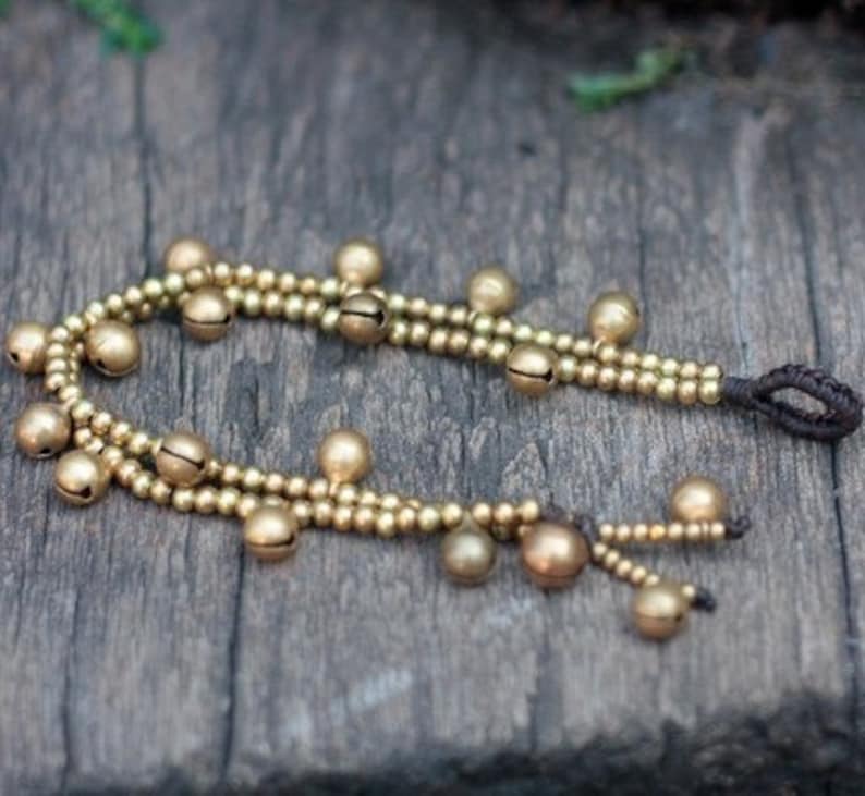 Double Brass Bell Chains Women Anklet or Bracelet,Gifts For Her For Kids