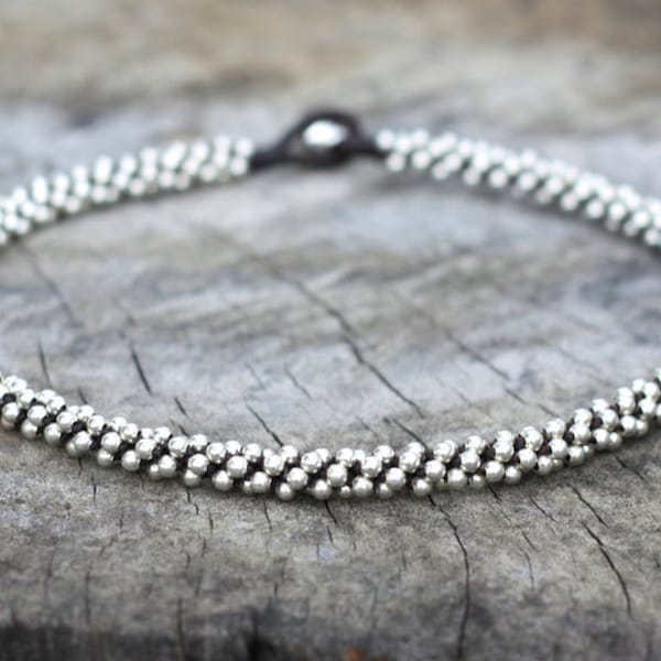 Silver Beaded Woven Necklace, Hippie Women Necklace, For Women, Gifts for Her