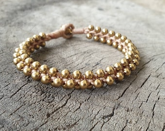 Brass Beaded Woven Women Bracelet