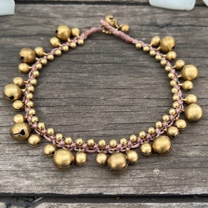 Sun Flower Brass Bell Anklet, Dance Anklet, Wedding Women Anklet, Hippie Bracelet, Brass Bell Bracelet, For Her