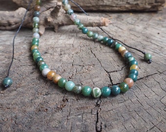 6mm Adjustable Fancy Jasper Indian Agate Beaded Necklace, Fancy Jasper Necklace, Beaded Necklace, Men Necklace, Women Necklace