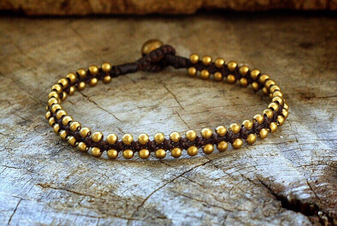 Easy Brass Bead Square Knot Bracelet/anklet Etsy