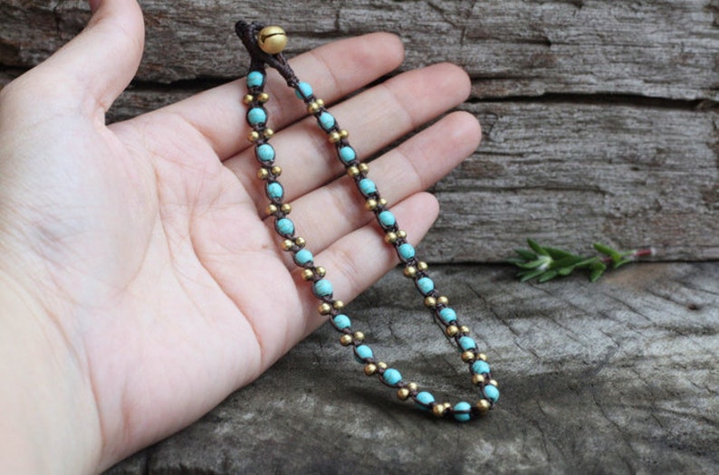 Turquoise Brass Cute Anklet Turquoise Bracelet Simple Anklet Etsy