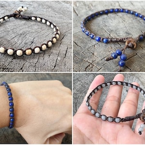 Single Lapis Lazuli Beaded Unisex  Bracelet or Anklet, Men Bracelet, Gifts for Her