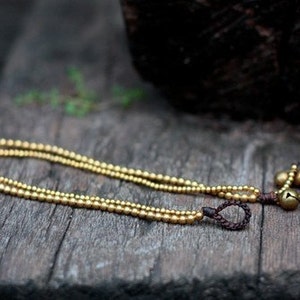 Double Brass Chains Anklet, Simple Brass Bracelet, For Her