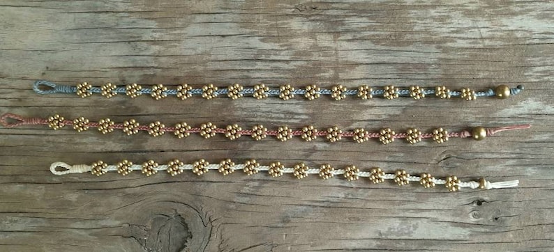 Flower Braided Brass Beaded Women Anklet or Bracelet, For Girls, Kids Anklet image 7