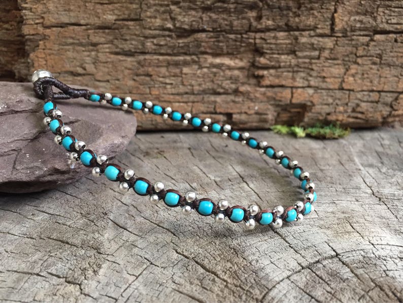 Turquoise Silver Cute Anklet or Bracelet - Etsy