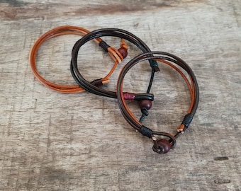 Mix Leather Cord Unisex Bracelet, Single Wrap Men Bracelet, Gifts for Him, For Her