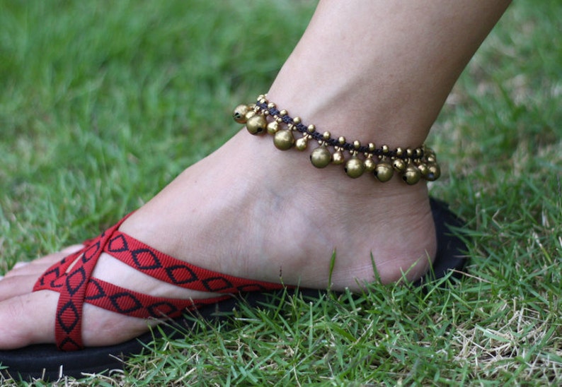 Jingling Brass Bell Anklet or Bracelet, Hippie Women Anklet, For Girls, Dance Anklet image 5