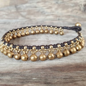 Hippie Brass Bells Women Bracelet or Anklet, For Her, Gifts for Girl, Dance Anklet- 6mm bells
