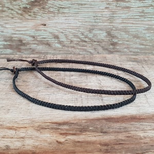 Woven Waxed Cord Choker Unisex Necklace, Double Wrap Unisex Bracelet