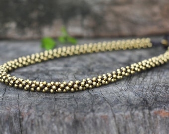 All Brass Beaded Necklace, Hippie Women Necklace, For Mom, For Her