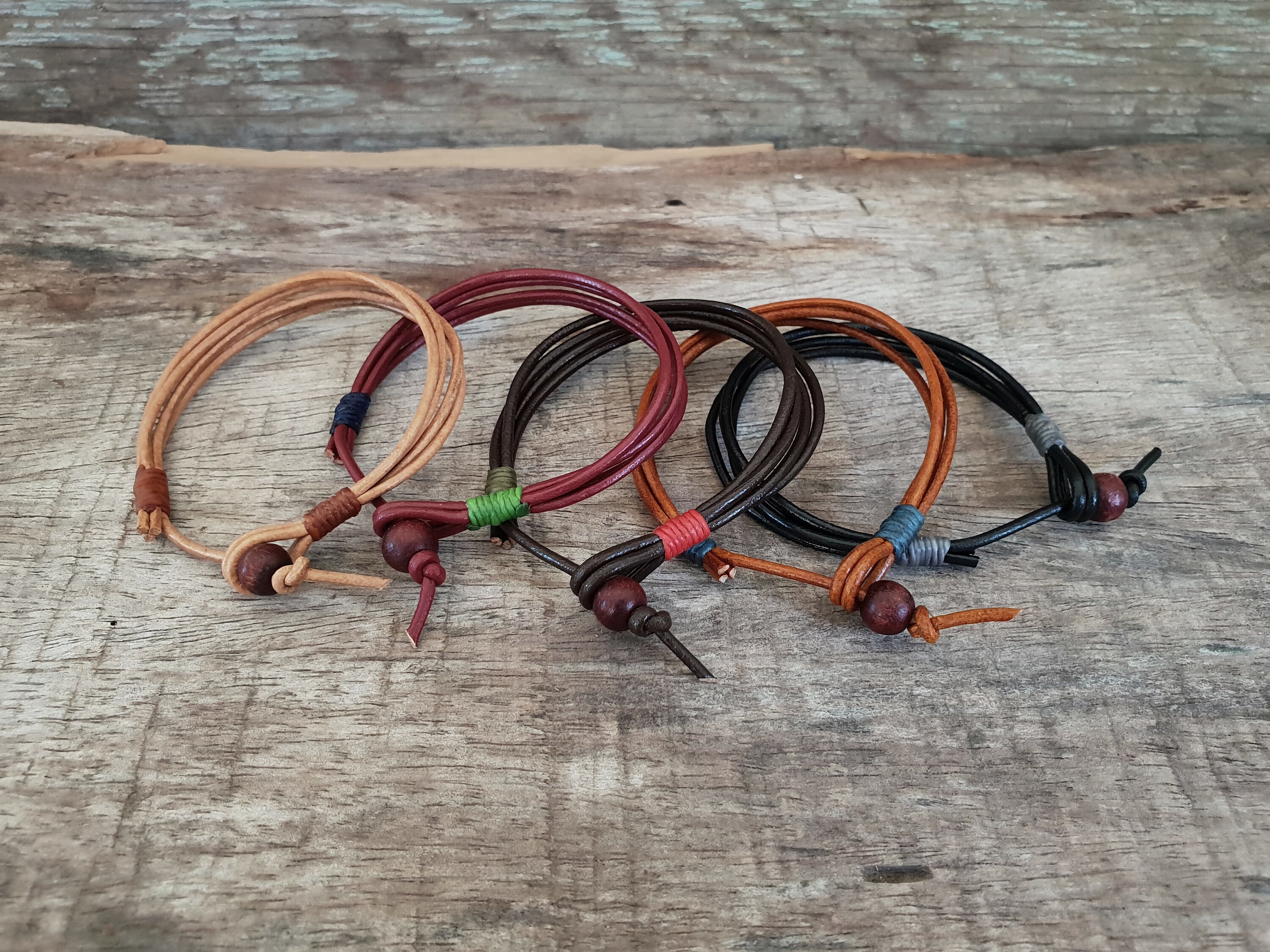Leather Cord Unisex Bracelet, Single Wrap Men Bracelet, Men