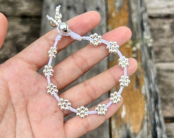 Silver Plated Brass Braided Women Bracelet, Lovely Bracelet, For Her, Gifts For Girl, Kids Anklet