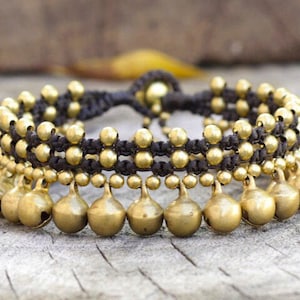 Brass Bells Dangle Bracelet Women Bracelet, Hippie Bells Bracelet, Dancing Bracelet, Wedding Bracelet- 8mm bells