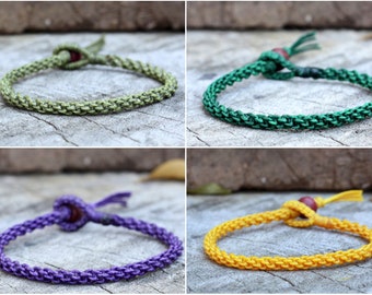 Simple Waxed Cord Woven Bracelet, Simple Anklet, Unisex Bracelet