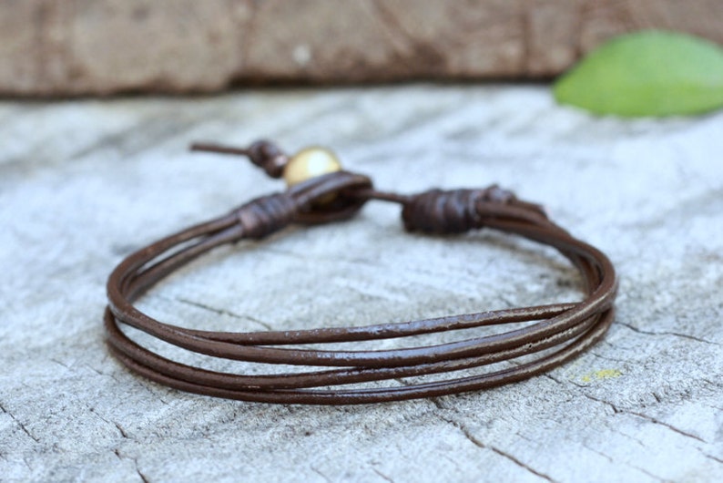 Simple Rocker Leather Unisex Bracelet Or Anklet dark brown