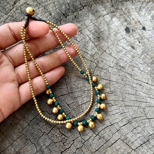 Crystal Beaded Brass Bells Chain Cat Collar, Pet Collar With Bells, Cute Cat Collar image 5
