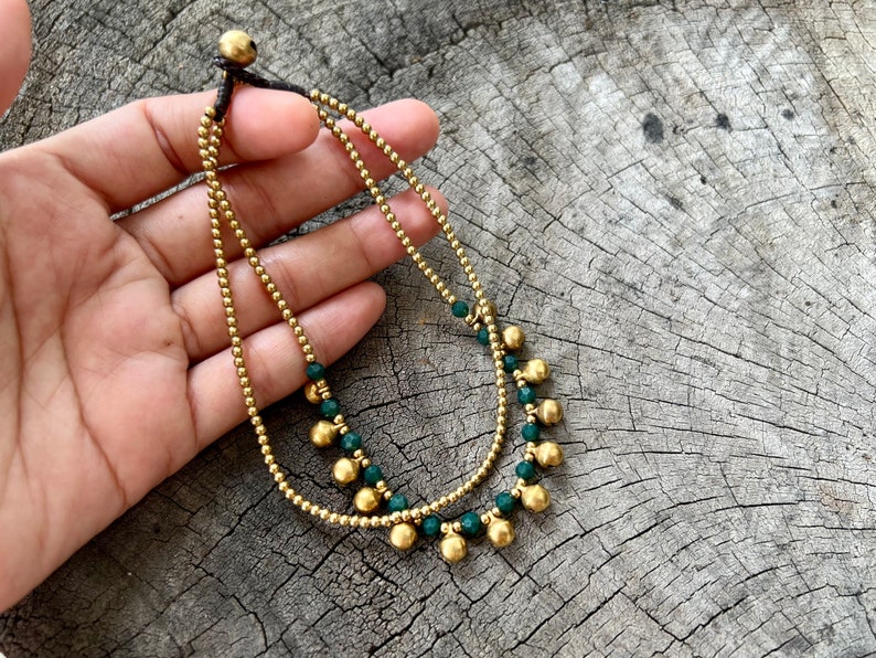 Crystal Beaded Brass Bells Chain Cat Collar, Pet Collar With Bells, Cute Cat Collar image 5