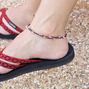 Simple Cherry Quartz Adjustable Women Bracelet Or Anklet, For Her, Gifts For Girls
