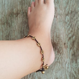 Flower Braided Brass Beaded Women Anklet or Bracelet, For Girls, Kids Anklet image 5