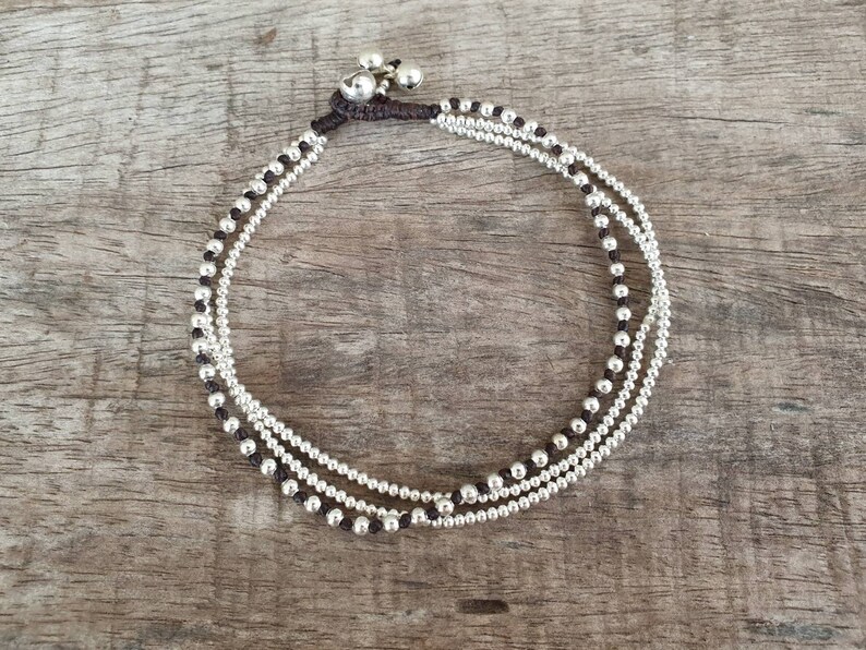 White - Handmade Molded Brass Anklet (Pair) 05