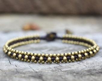 Brass Beaded Unisex Anklet or Bracelet