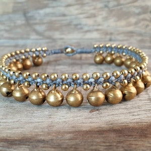 8mm Brass Bell Anklet or Bracelet, Hippie Ankle Bracelet, Women Wedding Ankle Bracelet, Dance Anklet