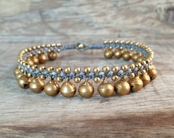 8mm Brass Bell Anklet or Bracelet, Hippie Ankle Bracelet, Women Wedding Ankle Bracelet, Dance Anklet