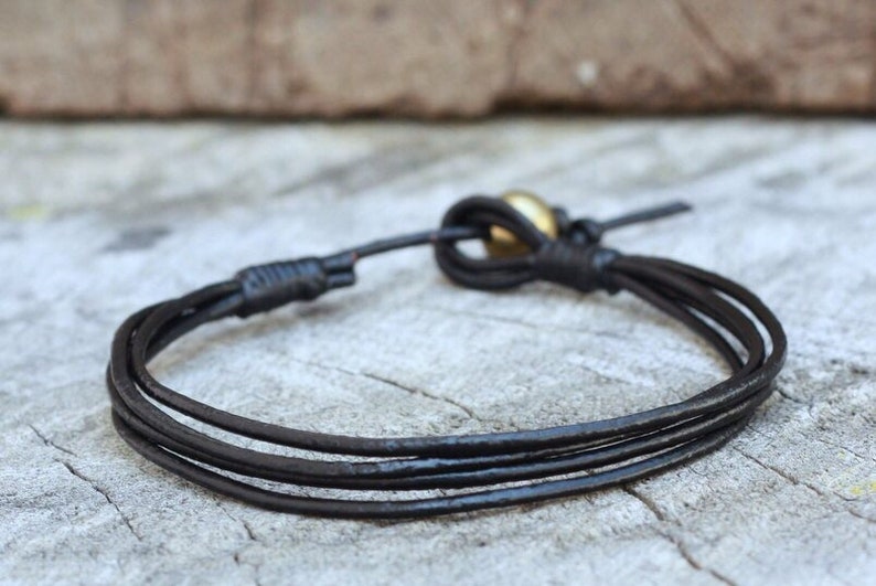 Simple Rocker Leather Unisex Bracelet Or Anklet black