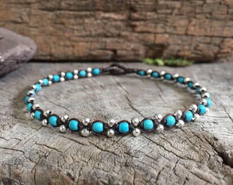 Turquoise Silver Cute Anklet or Bracelet