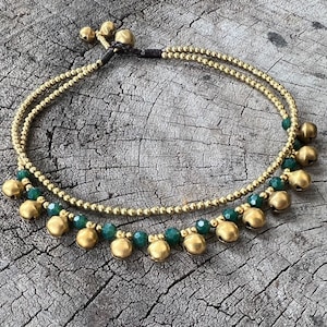Crystal Beaded Brass Bells Chain Cat Collar, Pet Collar With Bells, Cute Cat Collar image 3