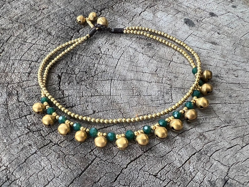 Crystal Beaded Brass Bells Chain Cat Collar, Pet Collar With Bells, Cute Cat Collar image 3