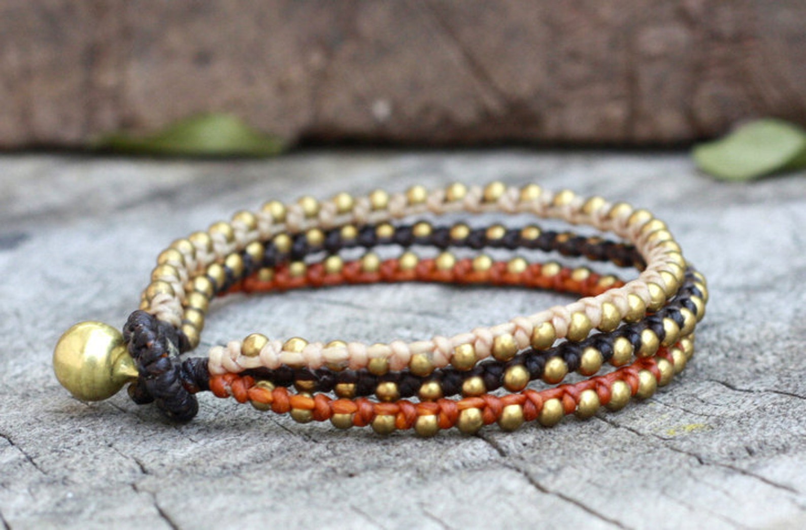 TAUPE/BROWN MELANGE BEADED BRACELET main image 0