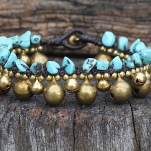 Turquoise Brass Bell Women Bracelet/Anklet