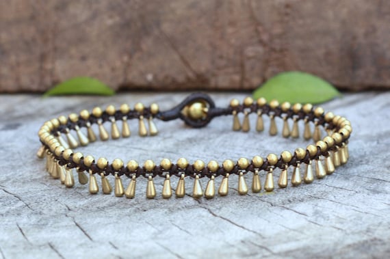 Water Drop Brass Beaded Anklet, Teardrop Women Anklet, for her