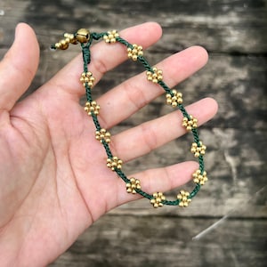 Blumen geflochtene Messingperlen Frauen Fußkettchen oder Armband, für Mädchen, Kinder Fußkettchen
